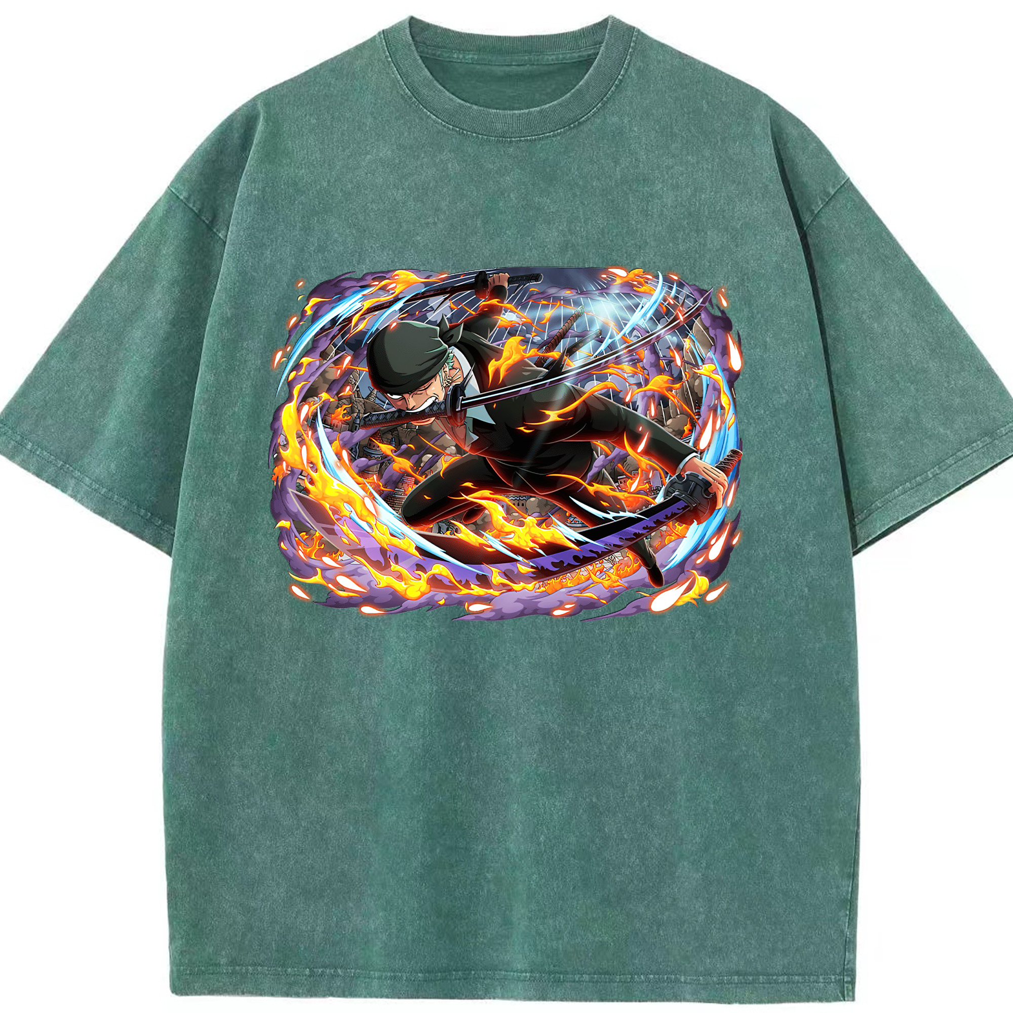 ワンピース ロロノア・ゾロ ONE PIECE Roronoa Zoro 綿100% ヴィンテージ風 半袖Tシャツ（フロントプリント）